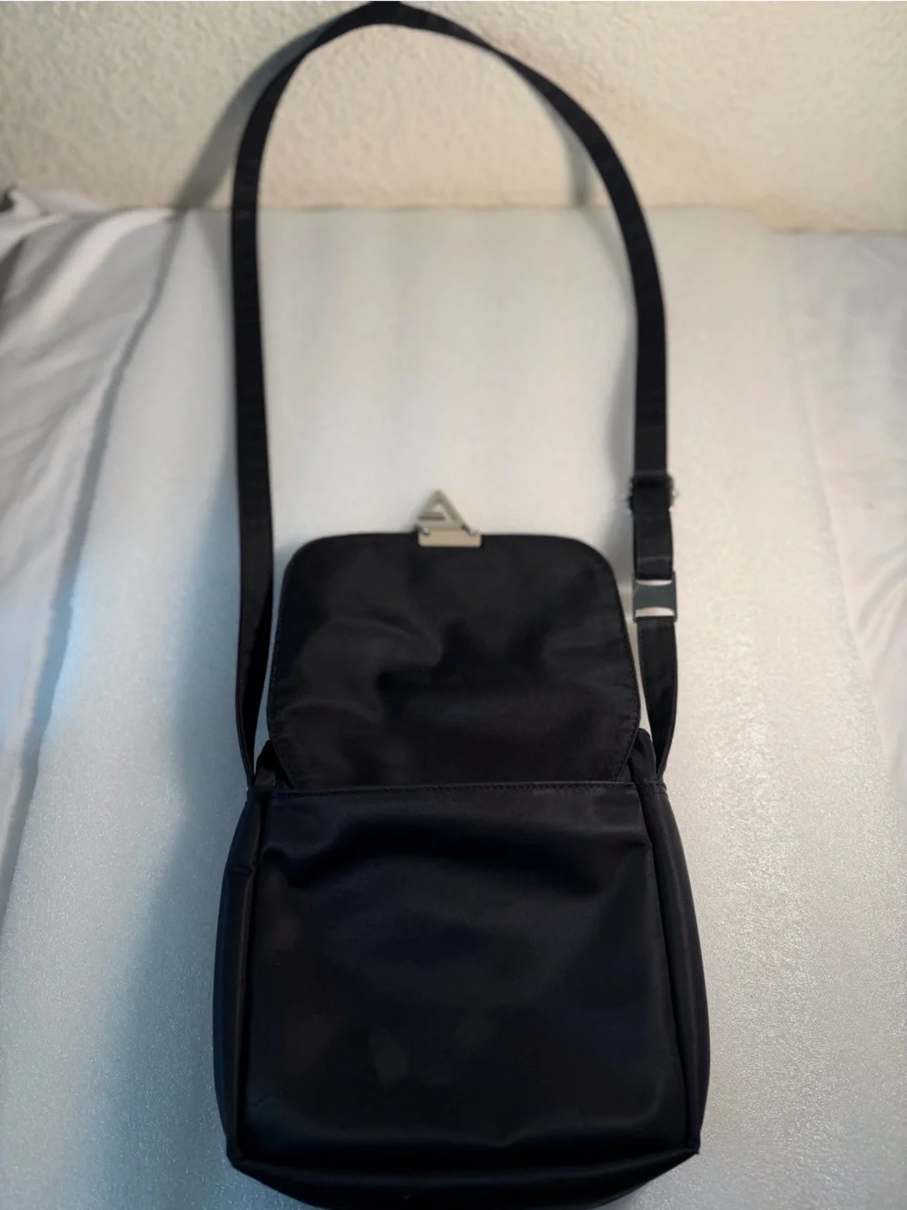 Guess Black Crossbody Messenger Bag with Silver Hardware